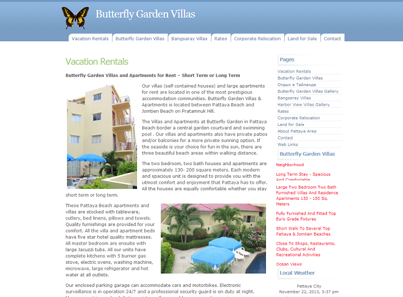 The Butterfly Garden Villas Web Design In Thailand