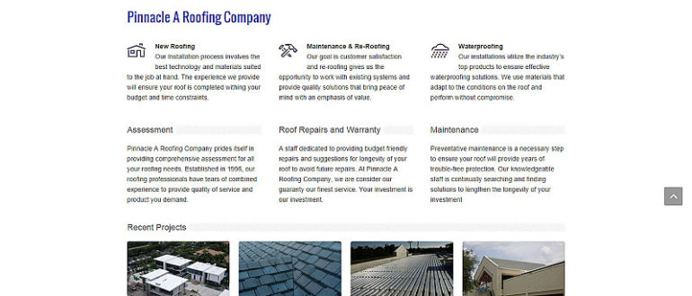 Entergraph Web Design Client - Pinnacle A Roofing